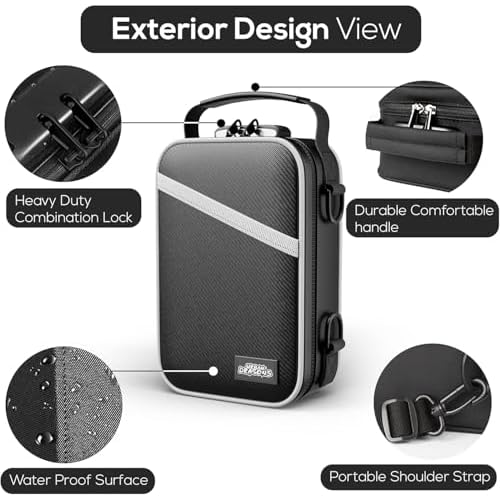 Premium Carbon Lined Smell Proof Bag with Combination Lock | Multi-Use Organization Bag with Accessories | Storage and Containers kit | Stash box | Birthday Gifts for Men/Women.
