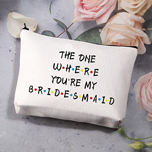 BDPWSS Bridesmaid Gift from Bride Bridesmaid Makeup Bag For Friend Sister Wedding Party Cosmetic Bag Bridal Shower Gift Bridesmaid Proposal Gift Bachelorette Party Favors (the bridesmaid CB)
