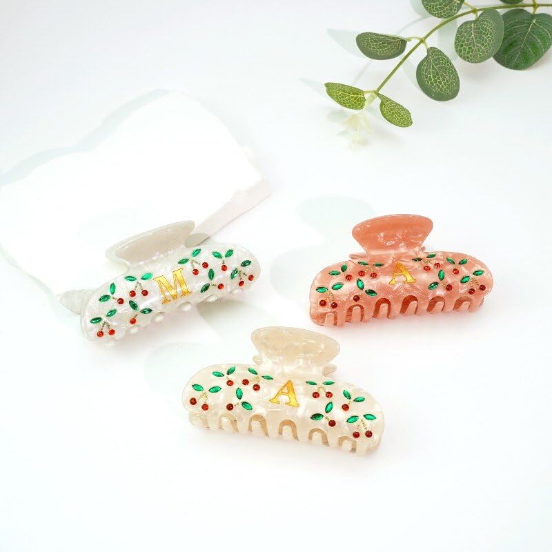 Cherry Rhinestone Claw Hair Clips for Women
