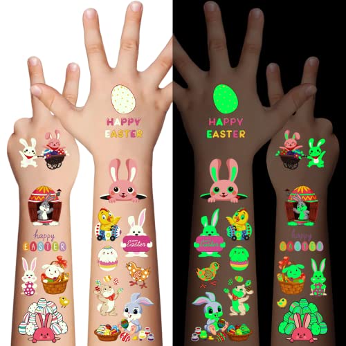 80Pcs Glow in Dark Easter Temporary Tattoos for Kids