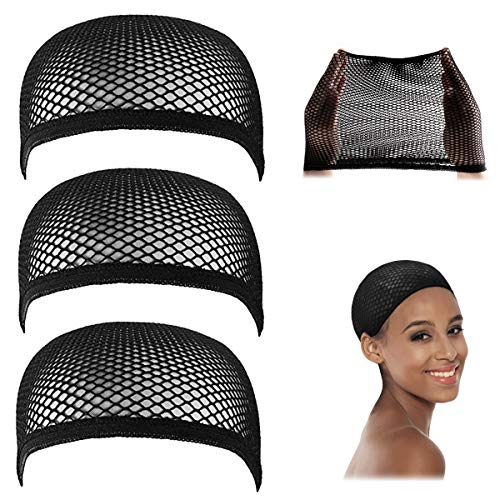 Dreamlover Crochet Wig Caps, Black Mesh Wig Caps for Wigs, 3 Pieces