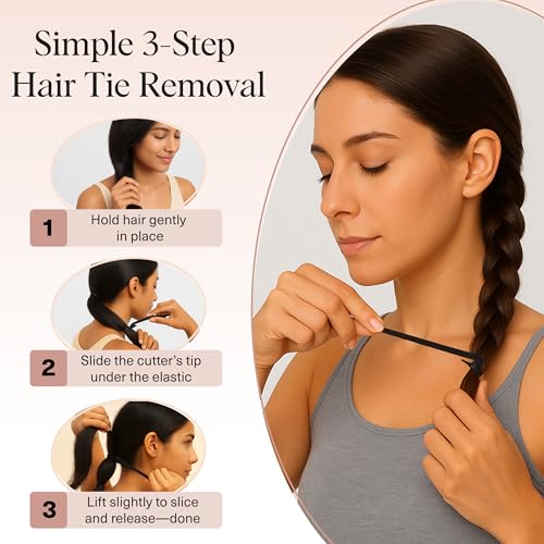 Kitsch No-Damage Elastic Hair Tie Cutter Tool Set, Black (3 Pack)