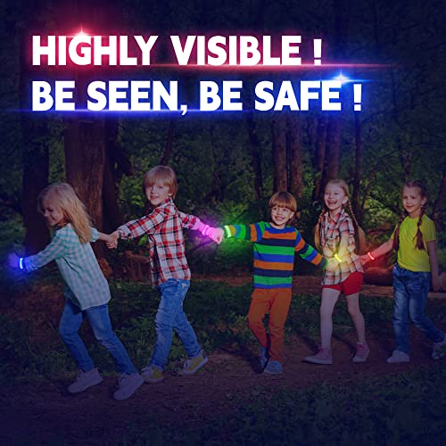 KIRALUMI 8 Pack LED Light Up Bracelets - Multicolor 7 Solid + 1 Multicolor Bands, 3 Modes