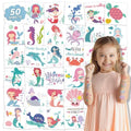 Mermaid Temporary Tattoos for Kids - 50 Sheets Ocean Party Favors