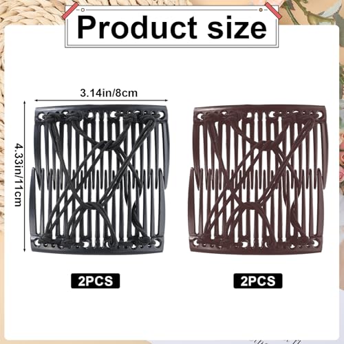 Elastic Magic Hair Comb Clips - 4 Pack Adjustable Hair Pins for Women
