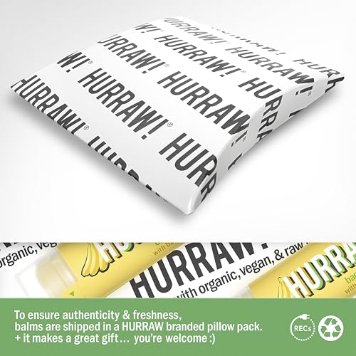 Hurraw! Banana Lip Balm, 3 Pack: Organic, Certified Vegan, Cruelty and Gluten Free. Non-GMO, 100% Natural Ingredients. Bee, Shea, Soy and Palm Free. Made in USA