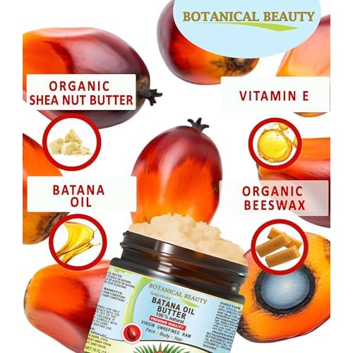 Botanical Beauty BATANA OIL BUTTER 100% Natural Pure Virgin Unrefined Raw for FACE, SKIN, BODY, HAIR, NAILS, DRY SKIN. Batana Oil, Shea Nut Butter, Vitamin E, Beeswax. 4 Fl oz 120 ml