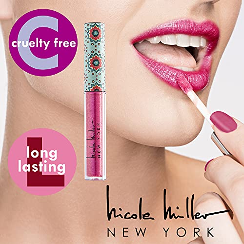 Nicole Miller Lip Gloss Collection Shimmery Glosses for Women and Girls Long Lasting Color Set with Rich Varied Colors, Pink Glossy, 10 Count (Pack of 1)