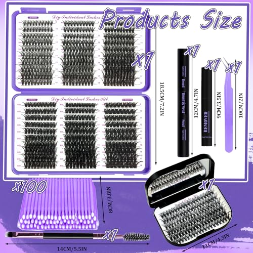 DNSGOOR DIY Lash Extension Kit 690Pcs D Curl Individual Lashes