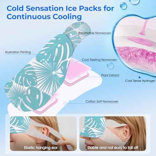 Hydrogel Self Cooling Eye Mask,Cold Eye Mask for Puffy & Burning Eyes,Cold Compress for Fast Relief with Fatigue and Headaches, Individually Wrapped Cool Care Travel Essentials,16 Packs