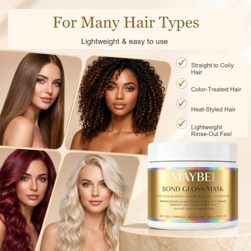 Maybe Paris Bond Gloss Hair Mask with Keratin & Hyaluronic Acid - 6.76 fl oz