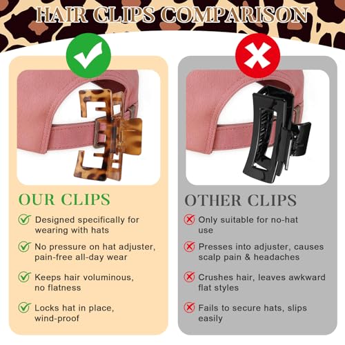 6-Pack Hat Claw Clips for Women, 4.1" Large Clips