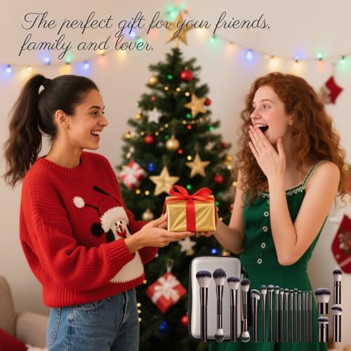 Professional Makeup Brushes BS-MALL With Travel Case - Kabuki Brush Eyeshadow Brush, Concealer Brush, Blush Brush Bronzer & Foundation Brush 20 Pcs, Labeled Daily Use & Versatile Occasions Gift Box
