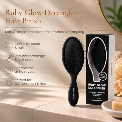 Glow Detangler Hair Brush for Women Wet or Dry, Fine & Curly Hair