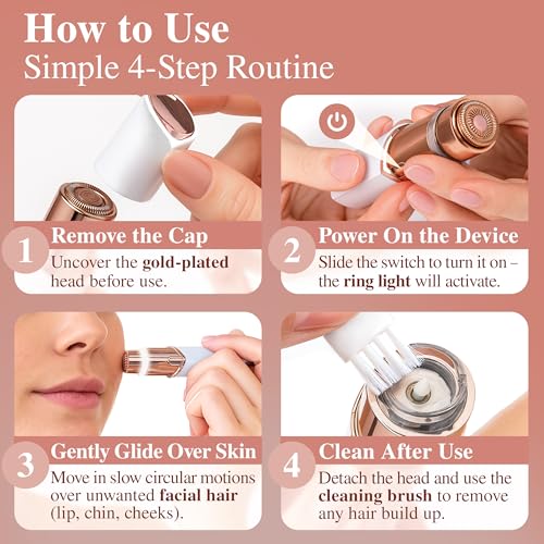 Facial Hair Removal for Women | Upper Lip Mustache Remover Device Face Shaver Woman Chin Peach Fuzz Electric Trimmer Dermaplane Female Razor Ladies Tweezers Lady Epilator Girls Gen3 by VISOFO