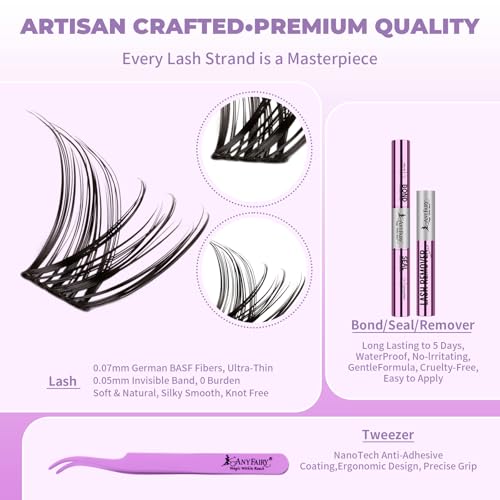 Lash Clusters Kit 8-18mm DIY Lash Extension Kit Wispy Lash Clusters Individual Lashes Kit with Lash Bond and Seal, Lash Tweezers for Self Use,Beginner-Friendly(sylph£© (sylph 709)