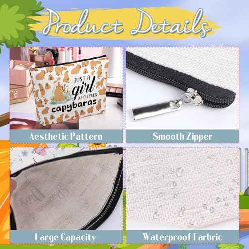 Capybara Gifts Makeup Bag - Capybara Gifts for Animal Lovers, Capybaraa Stuff Accessories, Just A Girl Who Loves Capybaraa Cosmetic Bag, Christmas Birthday Present for Women Girls Friends