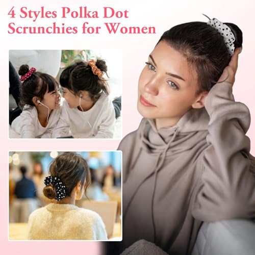 12 Pcs Polka Dot Headbands & Scrunchies Set for Women