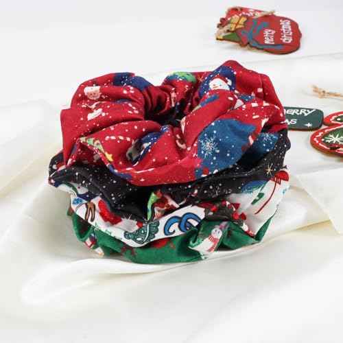 Christmas Hair Ties for Women Xmas Santa Claus Ponytail Holders Hair Scrunchies Hair Bands Accessories