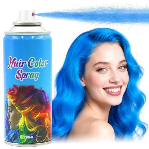 Blue Hair Spray, Temporary Hair Dye Spray For Kids Women, Washable One- Time Use Hair Color Wax Pomades, Non-Sticky Hair Coloring Spray for Cosplay Party, Halloween DIY Crazy Hair Day (Blue)