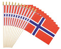 25 Pack Mini Norway Flags - 5x8 Inch Handheld Stick Flags