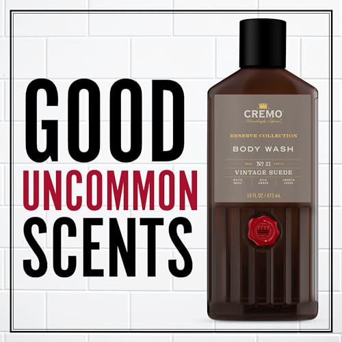 Cremo Rich-Lathering Vintage Suede Body Wash, A Vintage Suede with Notes of White Moss and Rich Amber, 16 Fl Oz (Pack of 2)