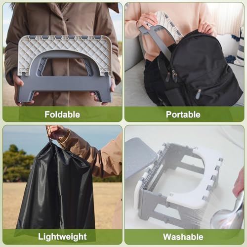 Portable Toilet for Adults Foldable Camping Seat with Lid