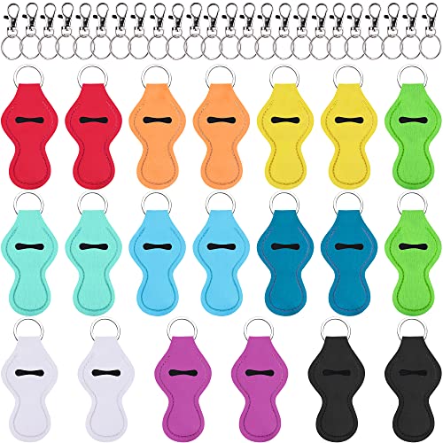Duufin 20 Pieces Chapstick Holder Keychains with 20 Pieces Metal Clip Cords for Chapstick Tracker and Safeguard