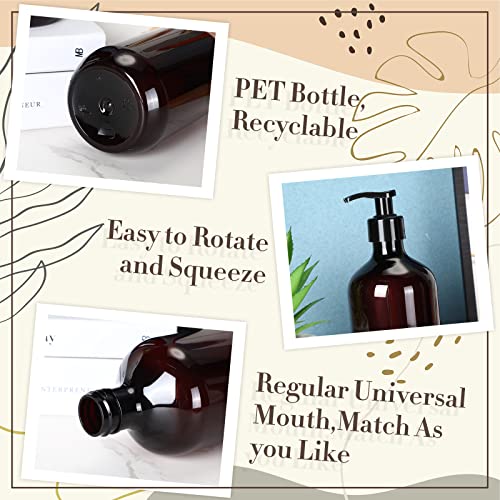 Tessco for You 24 Pcs Amber Soap Dispenser Empty Plastic Pump Bottles Refillable Shampoo Container for Hand Sanitizer Soap Lotion Body Wash Conditioner Bathroom Travel, 16.9oz