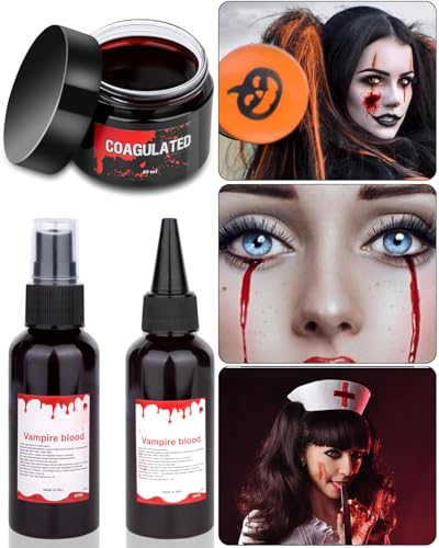 Halloween Fake Blood Makeup Kit 5.44oz - Realistic Spray & Dripping