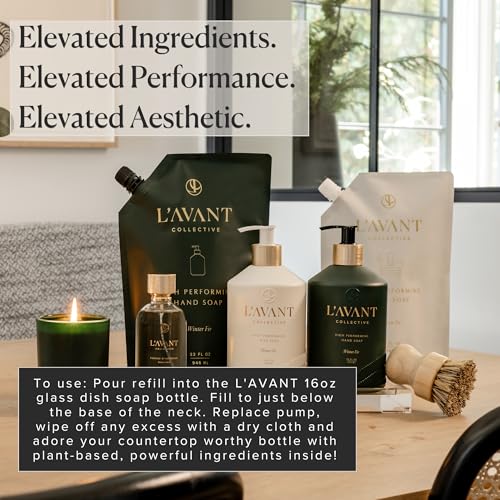 L¡¯AVANT Collective Luxury Hand Soap Refill | Liquid Cleanser with Natural Plant Based Formula, Gentle Daily Wash for Bathroom & Kitchen | Refill, 32 Fl Oz | Winter Fir
