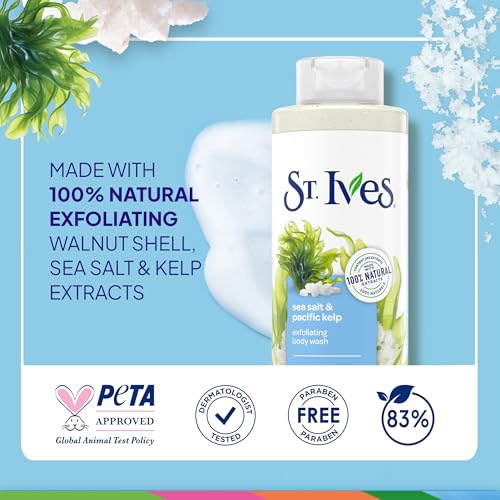 St. Ives Sea Salt & Pacific Kelp Exfoliating Body Wash 22 Fl Oz (Pack of 2)
