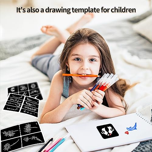 Temporary Tattoo Stencils 24 Sheets - 460+ Patterns with Pen