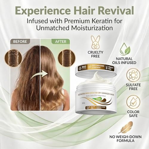 Keratin Hair Mask with Biotin & Castor Oil - 8.5 Oz