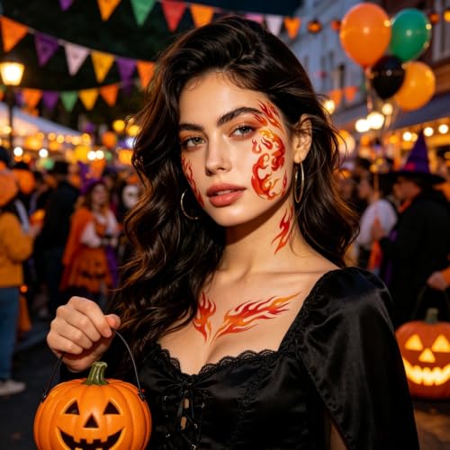 Flame Temporary Tattoo Stickers - 6 Sheets Waterproof