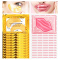 Lip & Eye Mask Set - 30 Hydrating Gold Eye Patches & Pink Lip Masks