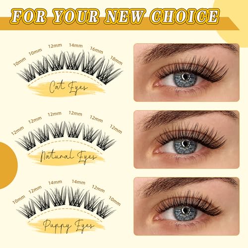 Wispy Cluster Lashes 10-18mm D Curl Kit with Bond, Glue & Tweezers