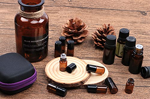 Furnido 25 Pack 2ml Amber Glass Roll-On Bottles for Essential Oils