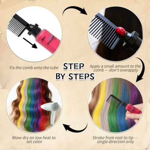 Byhoo Temporary Hair Dye Comb 6-Pack for Dark Hair