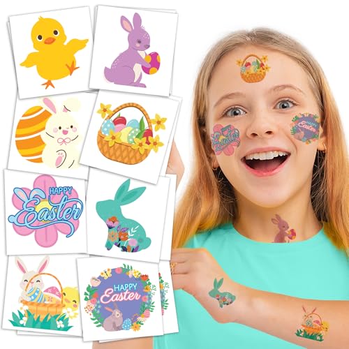 ArtCreativity 240 Pcs Easter Individual Temporary Tattoos for Kids - Pack of 240, 2 Inch Tattoos in 8 Festive Designs - Easter Basket Stuffers and Egg Fillers for Kids
