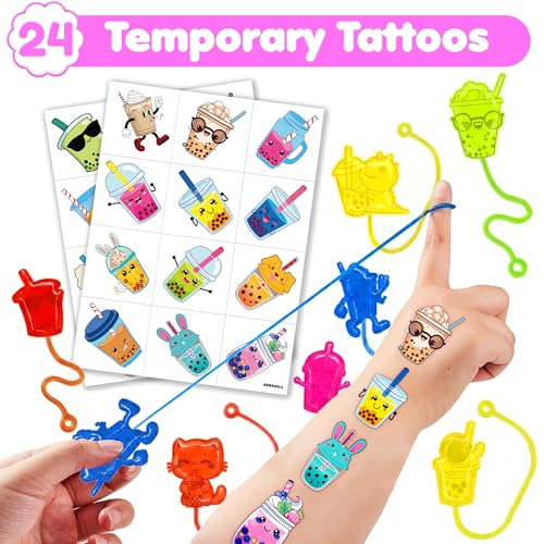 48pc Boba Party Favors Set - Stick Hands & Temporary Tattoos