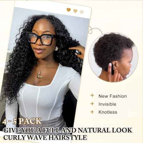 Gogo Curl Human Crochet Hair Knotless Invisible Feather Crochet Human Hair for Black Women 18 Inch Pre Looped Deep curly Wave Hair Extensions Natural Black 120g 100 Strands