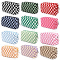 SOIDRAM 12PCS Colorful Checkered Makeup Bags - Travel Toiletry Organizer