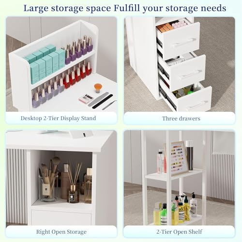 Annzoe Nail Desk with Electric Dust Collector & Storage