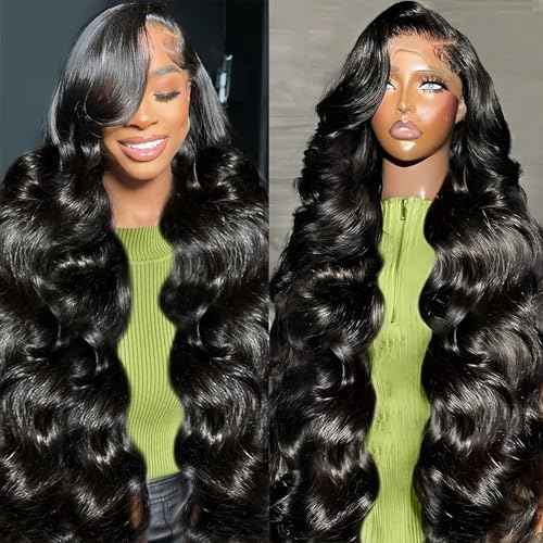 BELE 30 Inch Body Wave Lace Front Wigs Human Hair 13x4 Skinlike Real HD Lace Front Wigs Glueless Wigs Pre Plucked Brazilian Virgin Frontal Wigs Human Hair 180% Density Body Wave Wig with Baby Hair