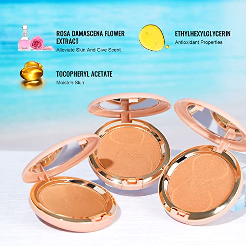 Oulac Shimmer Bronzer Powder with Mirror - Long Lasting