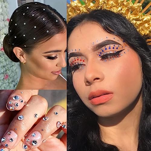 1100 Pcs 15 Colors Rainbow Rhinestones Self Adhesive Halloween Rhinestones for Makeup Eyes Face Jewels Body Gems Stick on Festival Accessories Costume Body Nail DIY Makeup 3mm 4mm 5mm¡¦