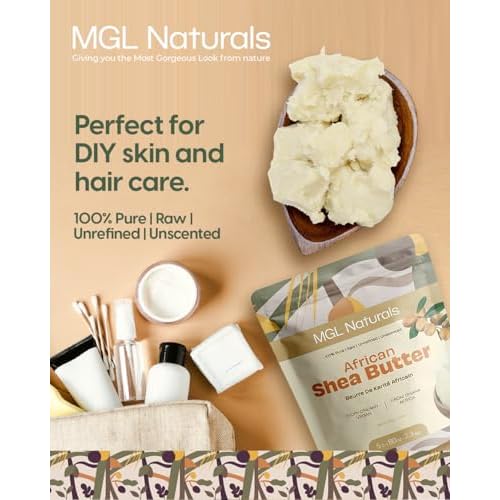MGL Naturals Raw African Shea Butter Ivory 5 lb, 100% Pure and Unrefined. Nourish and moisturize skin and hair. Use alone or DIY recipes. From Ghana (5 lb)