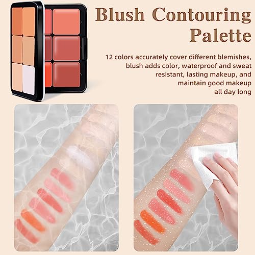 HOSAILY 12-Color Cream Blush & Concealer Palette