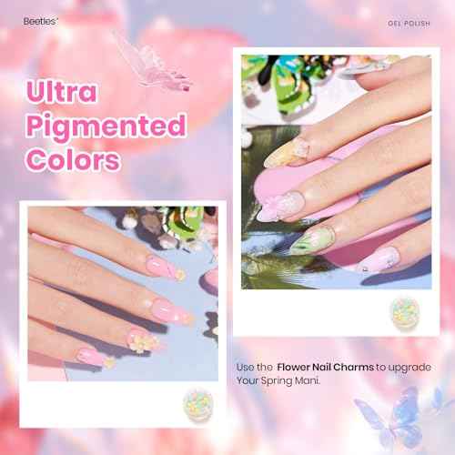 Beetles Gel Nail Polish Set - 28 Pcs Pastel Pink Yellow Green Blue Glitter Macaron Color Gel Polish Set Fluttered Eden Soak Off Nail Polish UV LED Nails Art Christmas Gifts for Women Girl